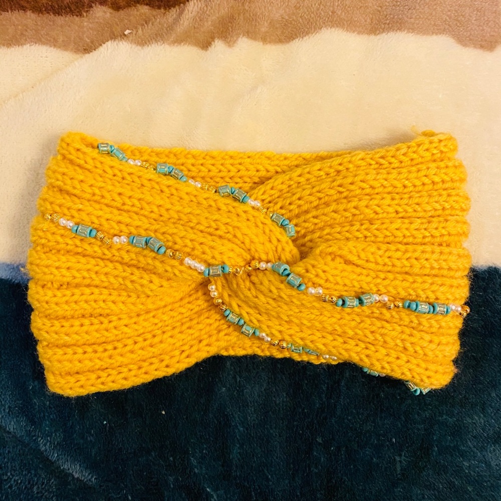 Handmade knit headband Aztec/western look